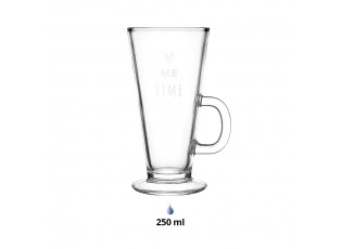 Skleněný hrnek se srdíčkem Me Time - 9*8*15 cm / 250 ml