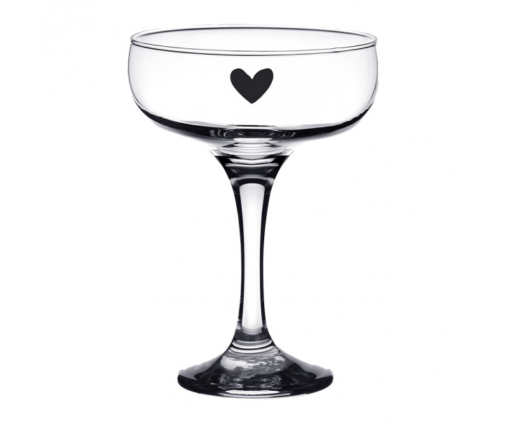 Sklenice na šampaňské se srdíčkem Heart - Ø 10*14 cm / 150 ml Clayre & Eef
