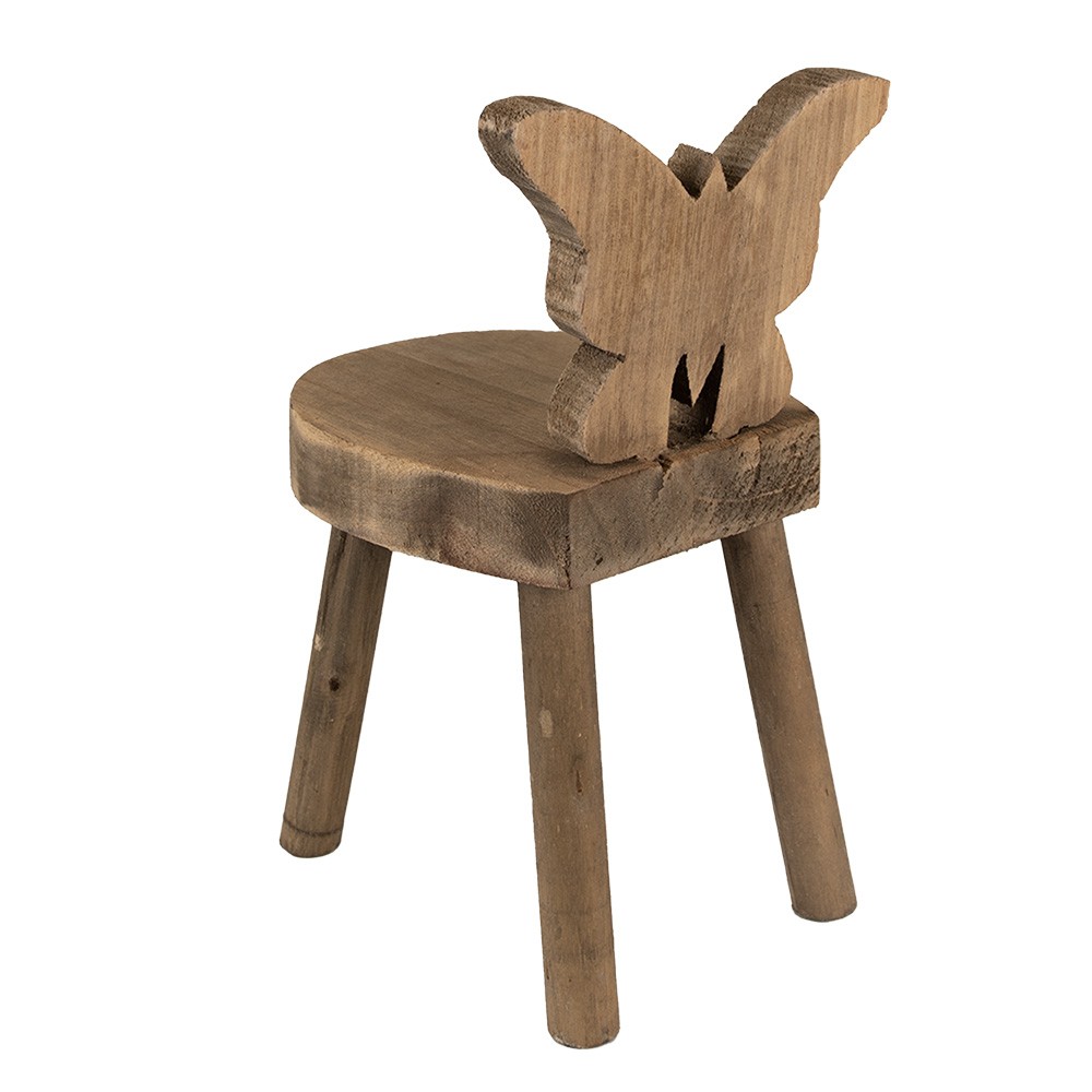Hnědý dekorační květinový dřevěný stolek s motýlem - 18*19*34 cm Clayre & Eef Hnědý dekorační květinový dřevěný stolek s motýlem - 18*19*34 cm Clayre & Eef