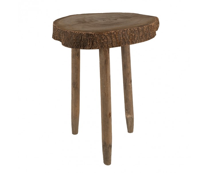 Dekorační květinový dřevěný kulatý stolek - Ø 24*36 cm Clayre & Eef