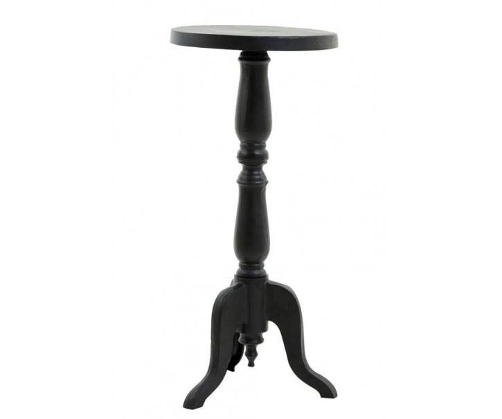 Černý antik kovový odkládací stůl Korto Black - Ø40*90 cm Light & Living