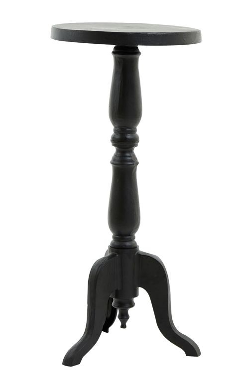 Černý antik kovový odkládací stůl Korto Black - Ø40*90 cm