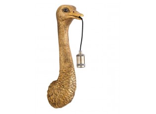 Bronzová antik nástěnná lampa pštros Ostrich bronze - 18*15*57 cm / E27