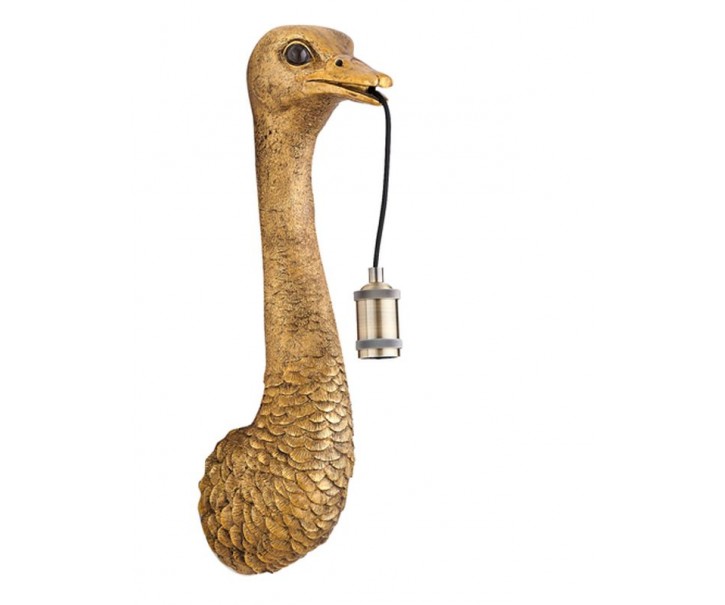 Bronzová antik nástěnná lampa pštros Ostrich bronze - 18*15*57 cm / E27 Light & Living