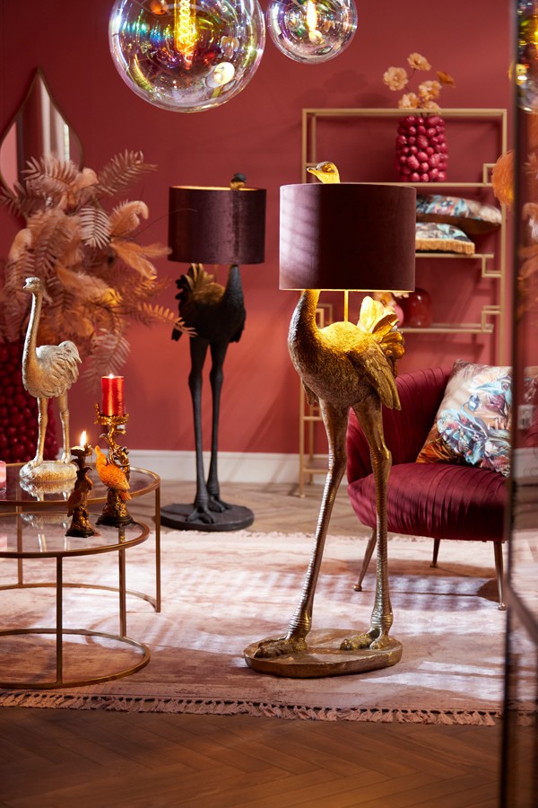 Bronzová antik stojací lampa pštros Ostrich bronze - 62*50*146 cm / E27 Light & Living Bronzová antik stojací lampa pštros Ostrich bronze - 62*50*146 cm / E27 Light & Living