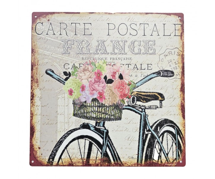 Nástěnná kovová cedule s klem Carte Postale - 30*30 cm Ostatn&iacute;