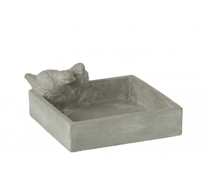 Cementové ptačí pítko/krmítko s ptáčky - 22*20*10cm J-Line by Jolipa