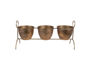 Měděný antik plechový obal na květináč na nožkách - 47*14*23 cm