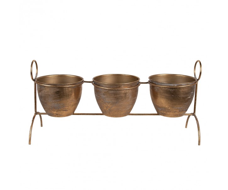Měděný antik plechový obal na květináč na nožkách - 47*14*23 cm Clayre & Eef