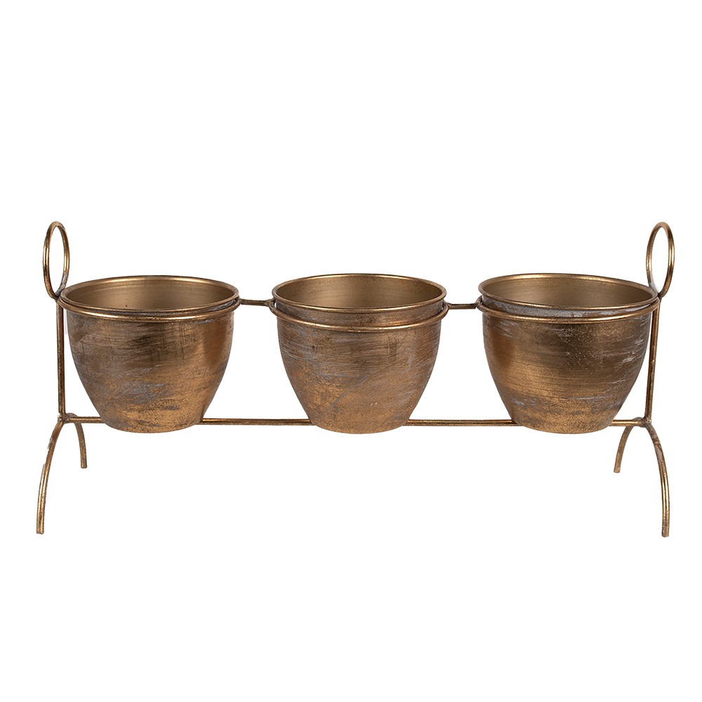 Měděný antik plechový obal na květináč na nožkách - 47*14*23 cm
