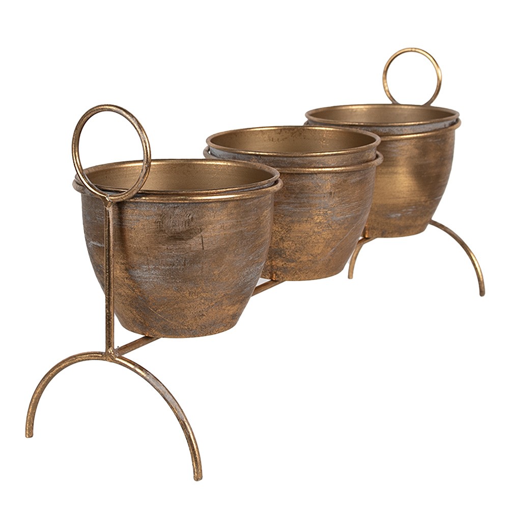Měděný antik plechový obal na květináč na nožkách - 47*14*23 cm Clayre & Eef Měděný antik plechový obal na květináč na nožkách - 47*14*23 cm Clayre & Eef