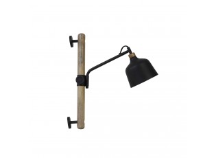 Černá kovová nástěnná lampa se dřevem Banu M - 40*14*44 cm