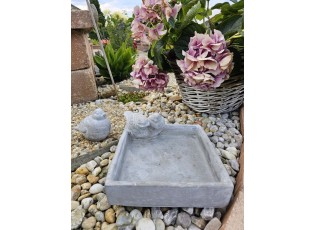 Cementové ptačí pítko/krmítko s ptáčky - 22*20*10cm