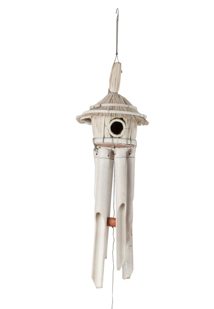 Přírodní bambusová zvonkohra s ptačí budkou - 16*16*130cm