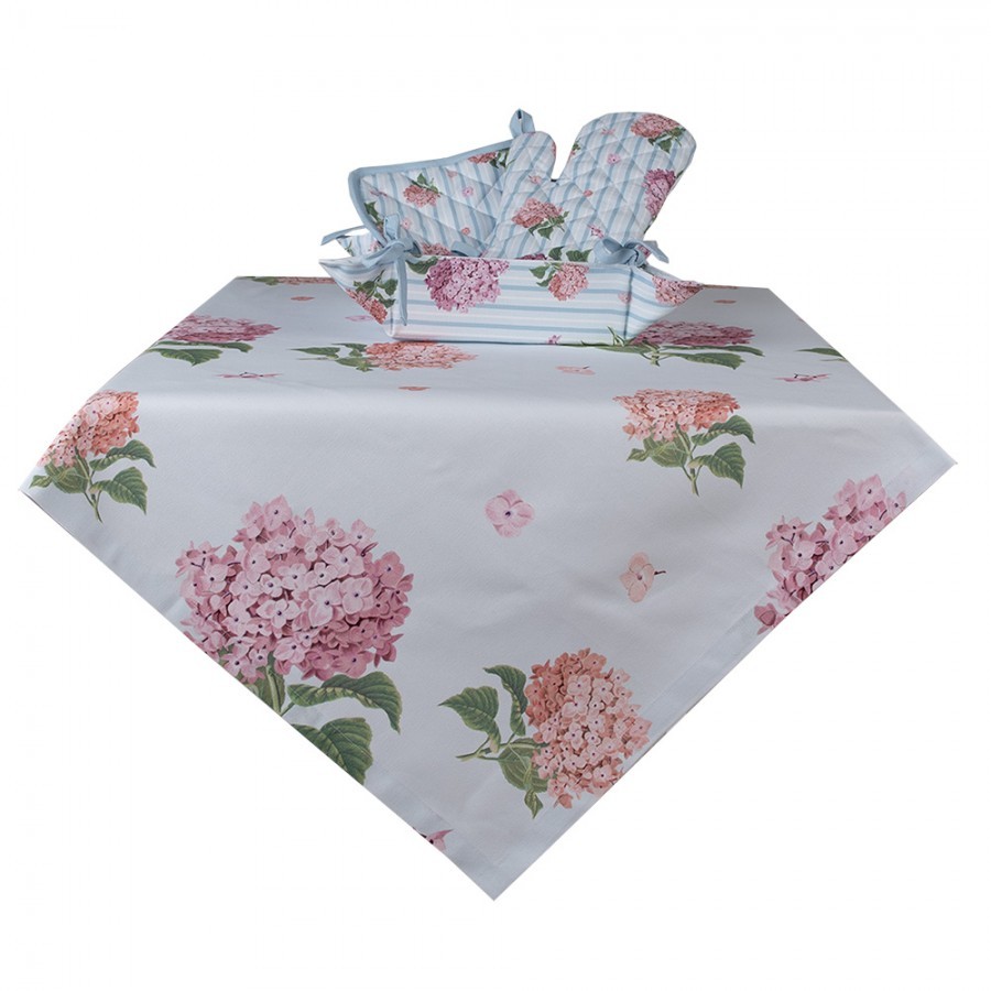 Bavlněný ubrus s květy hortenzie Vintage Grace - 130*180cm Clayre & Eef Bavlněný ubrus s květy hortenzie Vintage Grace - 130*180cm Clayre & Eef