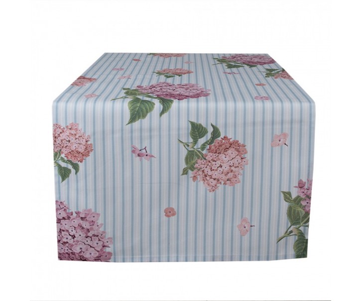 Bavlněný běhoun s květy hortenzie Vintage Grace - 50*140cm Clayre & Eef