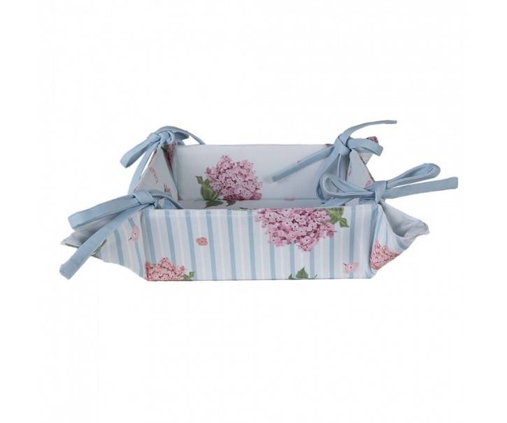 Bavlněný košík na pečivo s květy hortenzie Vintage Grace - 35*35*8cm Clayre & Eef