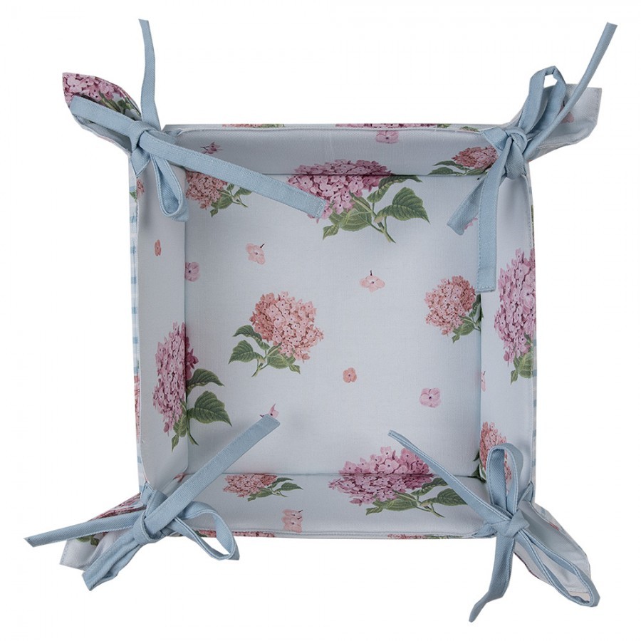 Bavlněný košík na pečivo s květy hortenzie Vintage Grace - 35*35*8cm Clayre & Eef Bavlněný košík na pečivo s květy hortenzie Vintage Grace - 35*35*8cm Clayre & Eef