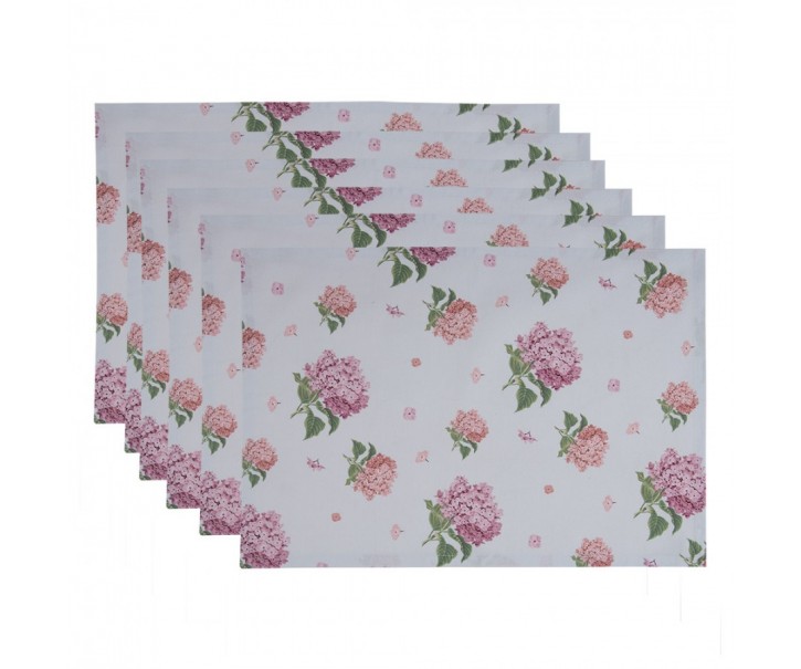 6ks bavlněné prostírání s květy hortenzie Vintage Grace - 48*33cm Clayre & Eef