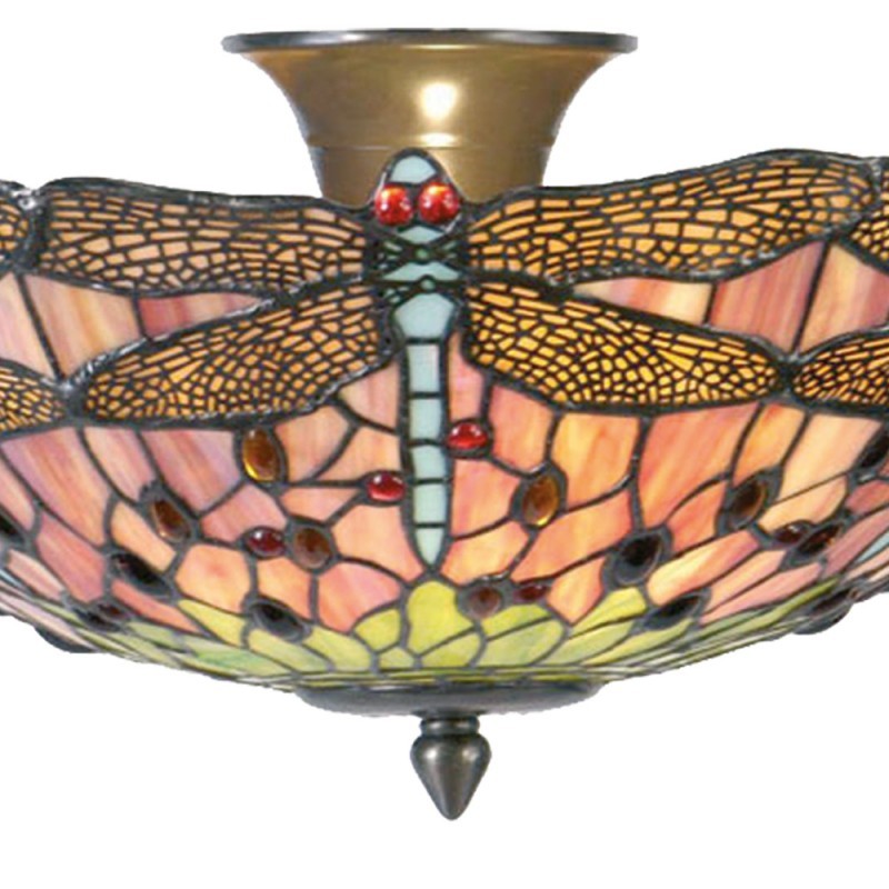Stropní svítidlo Tiffany Libellule - Ø 40*23 cm 2x E14 / max 40w Clayre & Eef Stropní svítidlo Tiffany Libellule - Ø 40*23 cm 2x E14 / max 40w Clayre & Eef