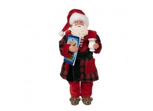 Vánoční dekorace taťka Santa Claus v županu s bačkorkama - 16*8*28 cm