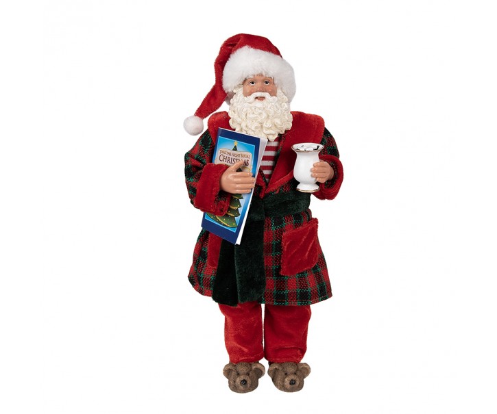 Vánoční dekorace Santa v županu s bačkorkama - 16*8*28 cm Clayre & Eef