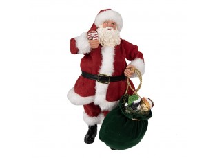 Vánoční dekorace taťka Santa Claus s pytlem dárků - 16*8*28 cm