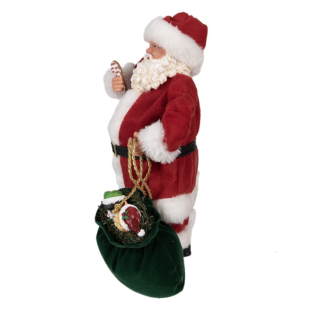 Vánoční dekorace taťka Santa Claus s pytlem dárků - 16*8*28 cm Clayre & Eef Vánoční dekorace taťka Santa Claus s pytlem dárků - 16*8*28 cm Clayre & Eef