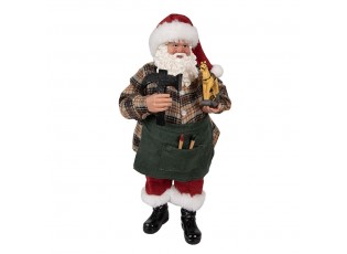 Vánoční dekorace taťka Santa Claus držící houpacího koníka - 16*8*28 cm