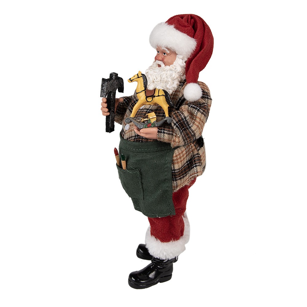 Vánoční dekorace taťka Santa Claus držící houpacího koníka - 16*8*28 cm Clayre & Eef Vánoční dekorace taťka Santa Claus držící houpacího koníka - 16*8*28 cm Clayre & Eef