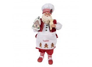 Vánoční dekorace taťka Santa Claus cukrář s perníkovou chaloupkou - 16*8*28 cm