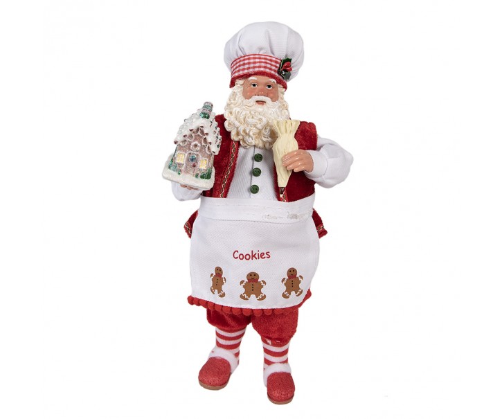 Vánoční dekorace Santa cukrář s perníkovou chaloupkou - 16*8*28 cm Clayre & Eef