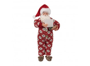 Vánoční dekorace taťka Santa Claus v overalu s bačkorkama - 16*8*28 cm