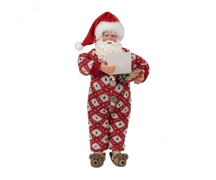 Vánoční dekorace Santa v overalu s bačkorkama - 16*8*28 cm Clayre & Eef