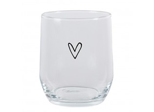 Transparentní sklenička na vodu se srdíčkem - Ø 8*9 cm / 300 ml