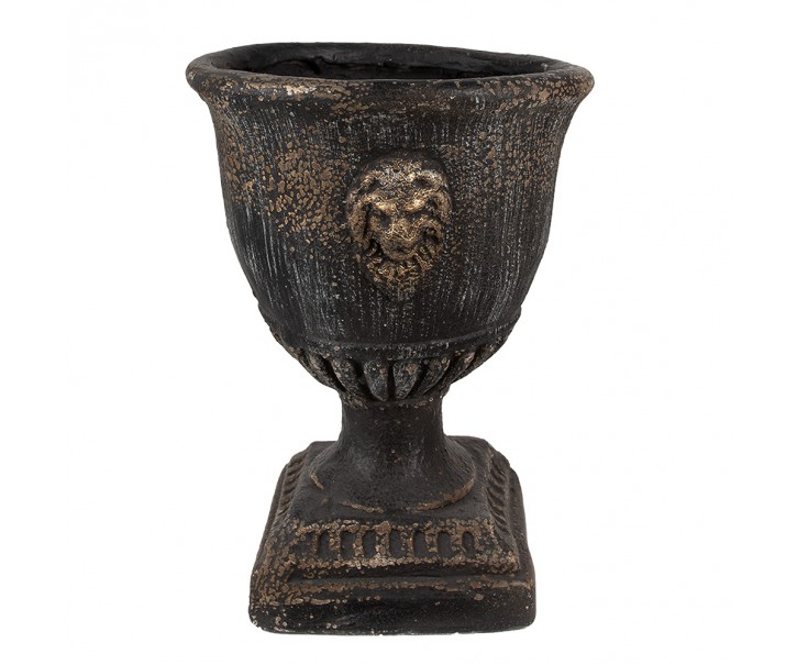 Granitový antik dekorativní květináč s hlavou lva - Ø 31*41 cm Clayre & Eef