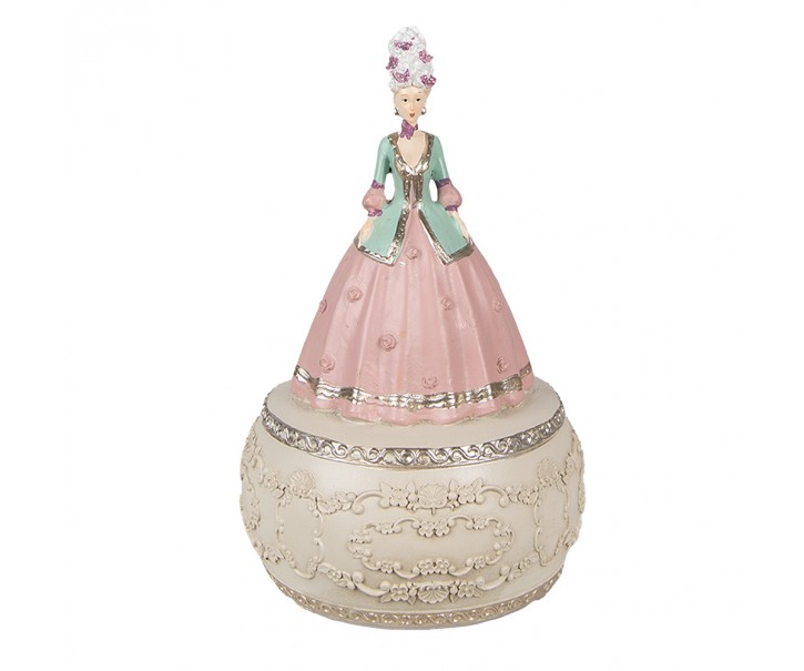 Růžová dekorativní vánoční hrací skříňka zámecká paní - Ø 12*19 cm Clayre & Eef