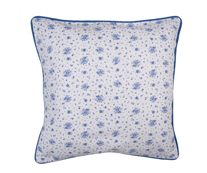 Povlak na polštář s modrými růžičkami Blue Rose Blooming - 40*40 cm Clayre & Eef