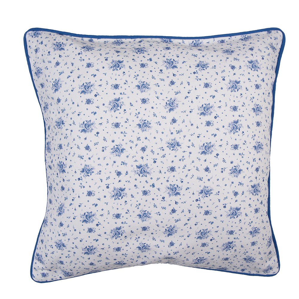 Povlak na polštář s modrými růžičkami Blue Rose Blooming - 40*40 cm Clayre & Eef Povlak na polštář s modrými růžičkami Blue Rose Blooming - 40*40 cm Clayre & Eef