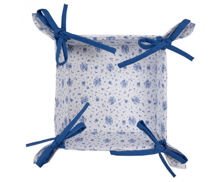 Bavlněný košík s modrými růžičkami Blue Rose Blooming - 35*35*8 cm Clayre & Eef