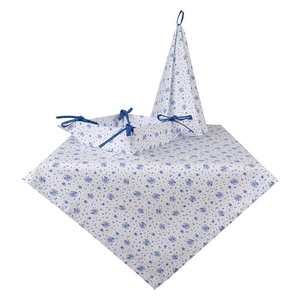 Bavlněná utěrka s modrými růžičkami Blue Rose Blooming - Ø 80 cm Clayre & Eef Bavlněná utěrka s modrými růžičkami Blue Rose Blooming - Ø 80 cm Clayre & Eef