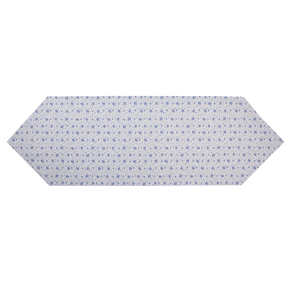 Bavlněný běhoun s modrými růžičkami Blue Rose Blooming - 50*160 cm Clayre & Eef Bavlněný běhoun s modrými růžičkami Blue Rose Blooming - 50*160 cm Clayre & Eef