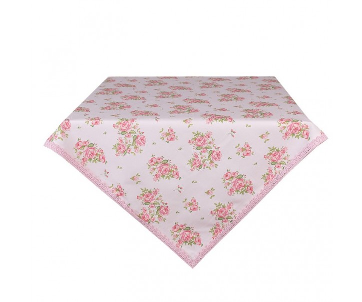 Bavlněný ubrus s květy růže Sweet Roses - 100*100 cm Clayre & Eef