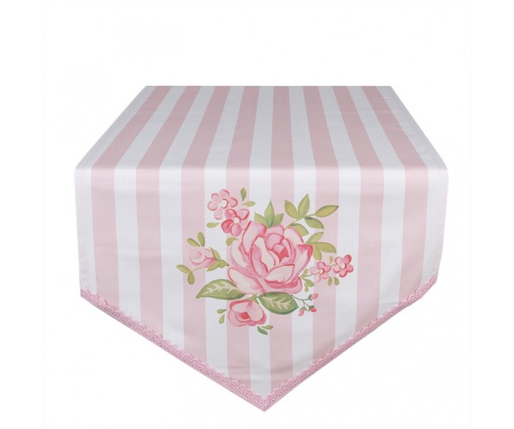 Bavlněný běhoun na stůl s květy růže Sweet Roses - 50*160cm Clayre & Eef