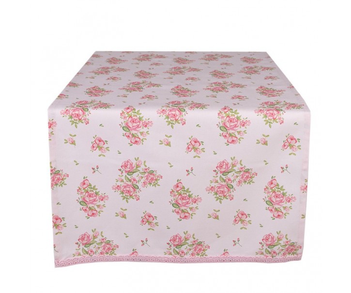 Bavlněný běhoun na stůl s květy růže Sweet Roses - 50*140cm Clayre & Eef