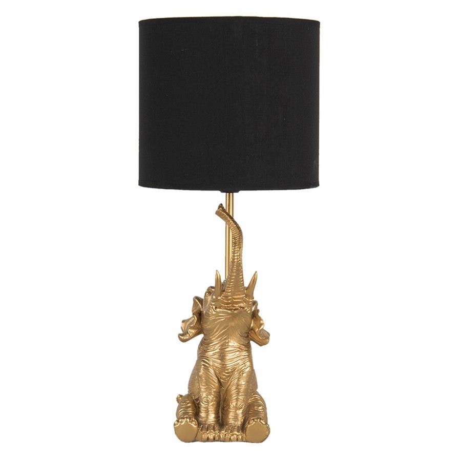 Zlato černá stolní lampa Slůně - Ø 20*46 cm / E27 Clayre & Eef Zlato černá stolní lampa Slůně - Ø 20*46 cm / E27 Clayre & Eef