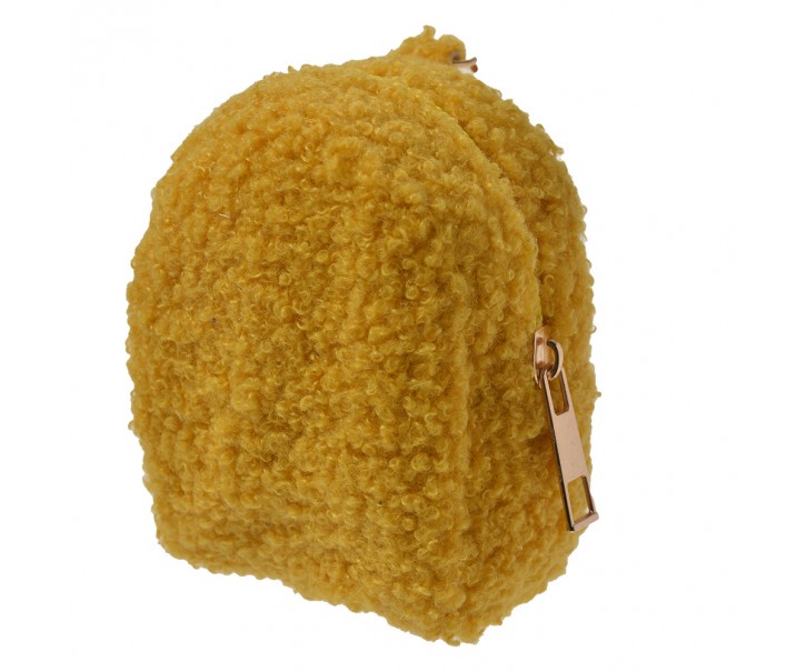 Hnědá chlupatá klíčenka ve tvaru batůžku Clayre & Eef