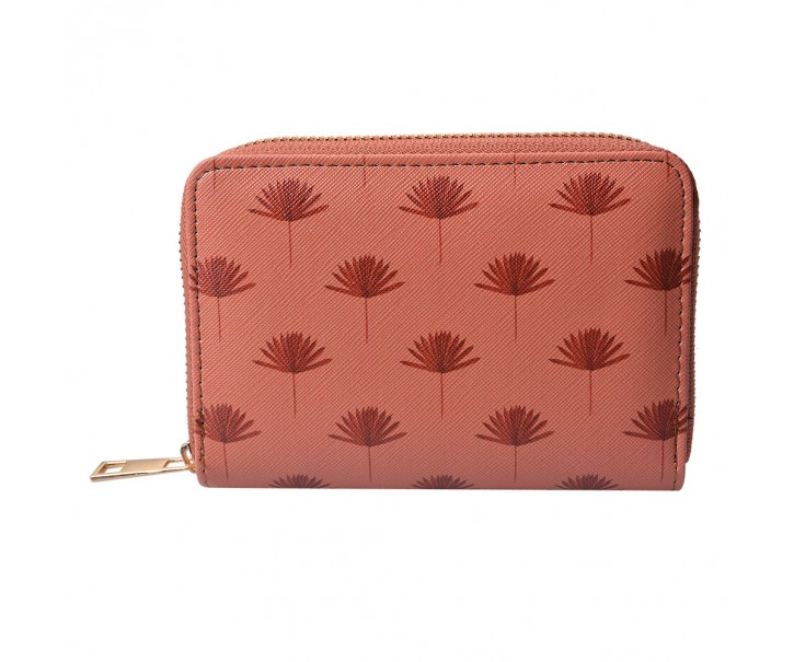 Hnědá peněženka s palmovými listy Palm Leaf - 10*15 cm Clayre & Eef