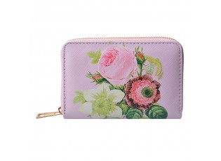 Růžová peněženka s květy Pinerose - 10*15 cm