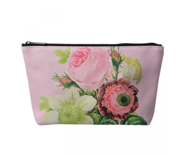 Růžová toaletní taštička s květy Pinerose - 26*6*16 cm Juleeze